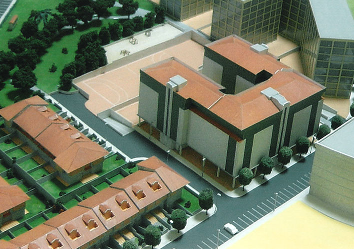 Vista render del hotel y viviendas y alrrededores